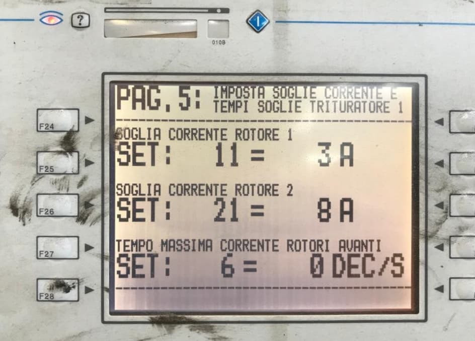 HMI a pannello testuale prima del revamping dell'impianto di triturazione RAEE